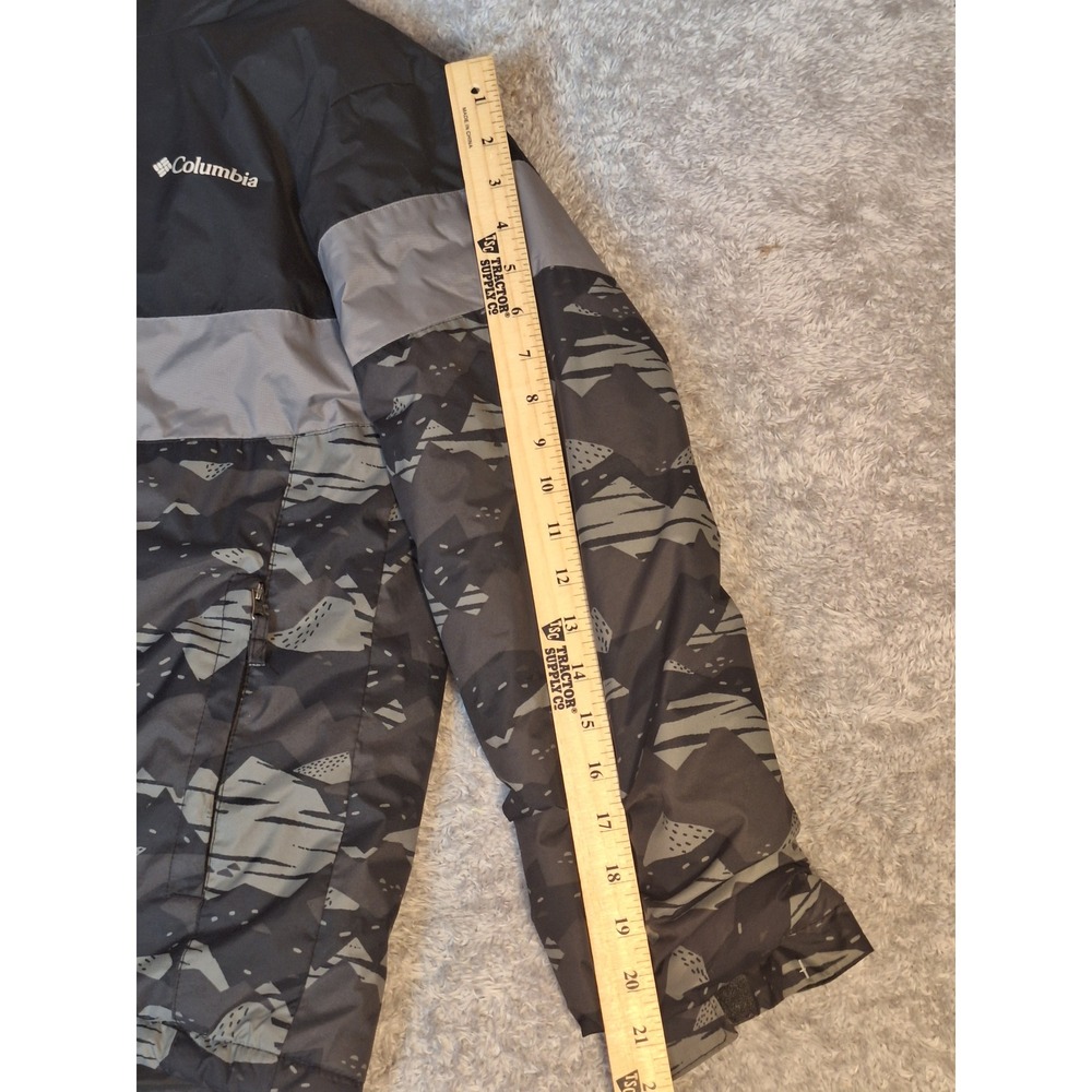 Columbia Boys L 14/16 Insulated Hooded Jacket Black Grey Camo Outgrown SB5836 - Picture 6 of 13
